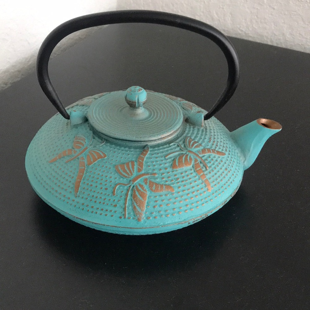 World Market Blue Butterfly Teapot